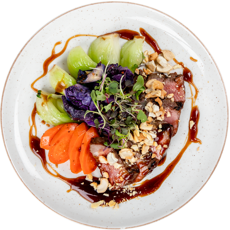 Keto - Grilled Teriyaki Flank Steak and Cashews (100% Grass- Fed Beef)