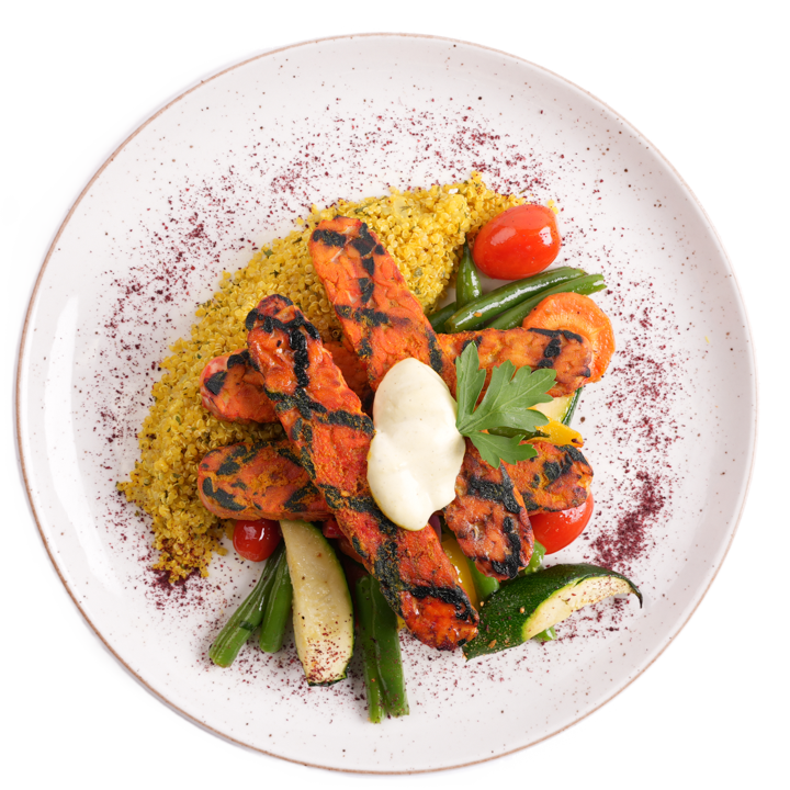 Vegan - Tempeh Kebab with Garlic Mint Sauce