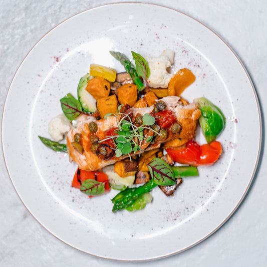 Paleo - Lemon Sumac Grilled Salmon w/ Olive Caper Relish (Organic Atlantic Salmon)