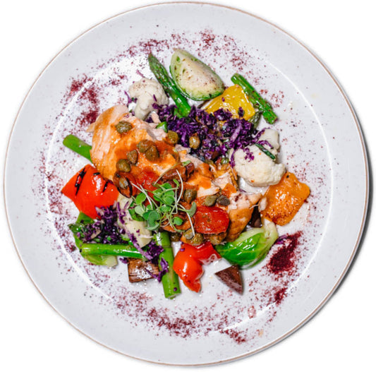 Weight Loss - Lemon Sumac Grilled Salmon w/ Olive Caper Relish (Organic Atlantic Salmon)