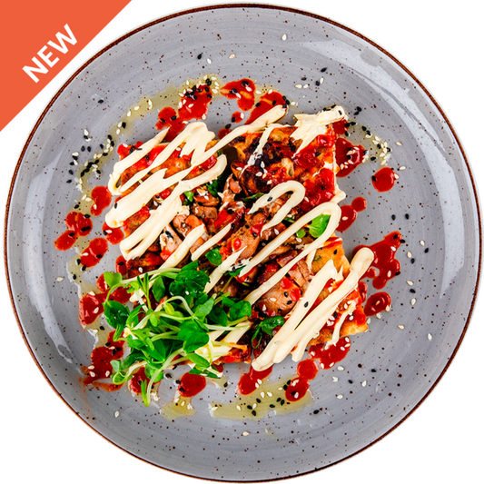 Okonomiyaki with Asian Pulled Chicken