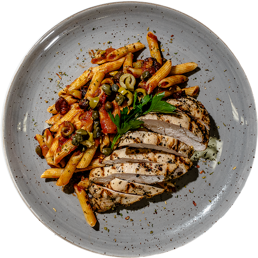 Gourmet - Grilled Chicken Penne with Puttanesca Tomato Sauce