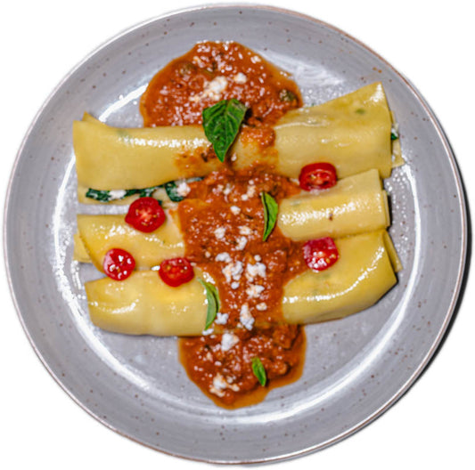 Vegan - Spinach and Feta Cannelloni with Tomato Sauce