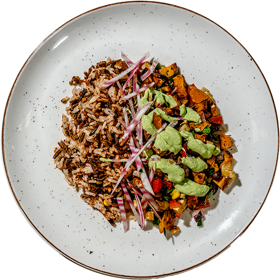 Vegan - Southern Sweet Potato & Tempeh Hash with Avocado Aioli 