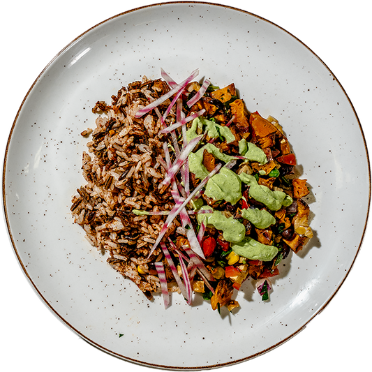 Vegan - Southern Sweet Potato & Tempeh Hash with Avocado Aioli 