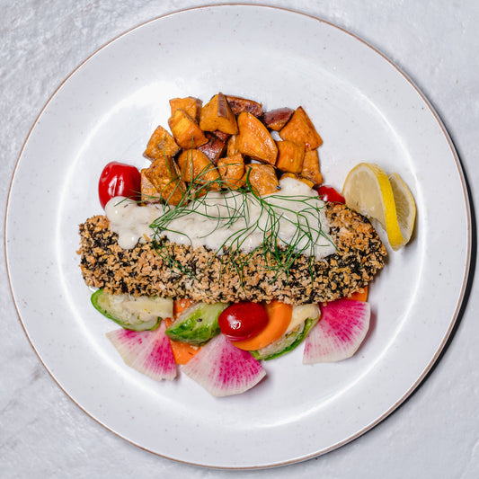 Paleo - Herb Crusted Salmon w/ Citrus Dill Sauce (Organic Atlantic Salmon)
