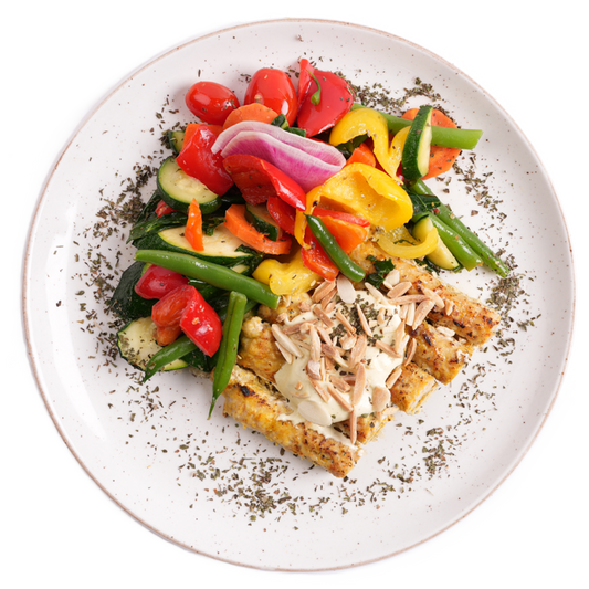 Keto - Turkey Seekh Kebab with Garlic Mint Sauce and Almonds