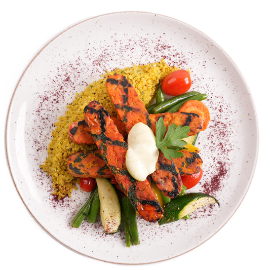 Vegan - Tempeh Kebab with Garlic Mint Sauce