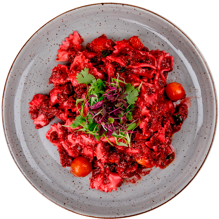Vegan - Farfalle with Beetroot Bolognese