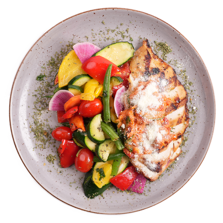 Keto - Italian Herb Grilled Chicken w/ Coconut Tuscan Sauce and Parmesan Cheese