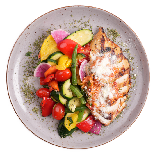 Keto - Italian Herb Grilled Chicken w/ Coconut Tuscan Sauce and Parmesan Cheese