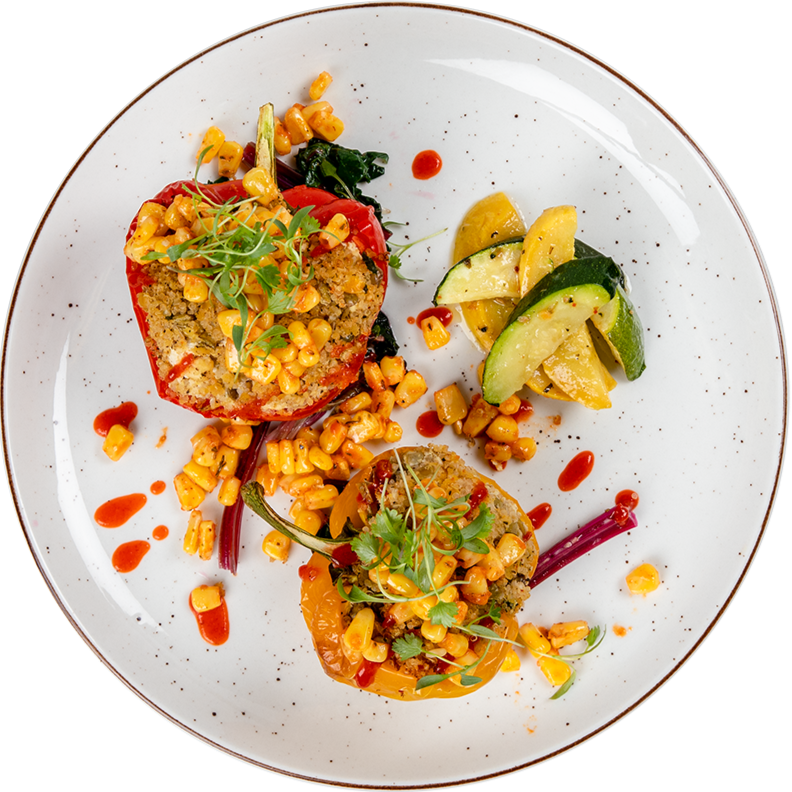 Vegan - Mexican Stuffed peppers w/ Corn Salsa