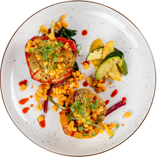 Vegan - Mexican Stuffed peppers w/ Corn Salsa