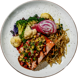 Gourmet - Blackened Misso Glaze Salmon (Organic Atlantic Salmon) w/ Pineapple Salsa