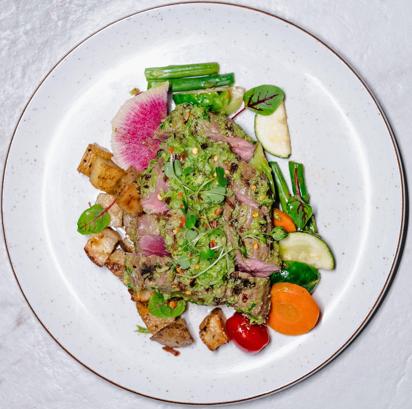Paleo - Marinated Chimichurri Steak w/ Red Pickled Onions