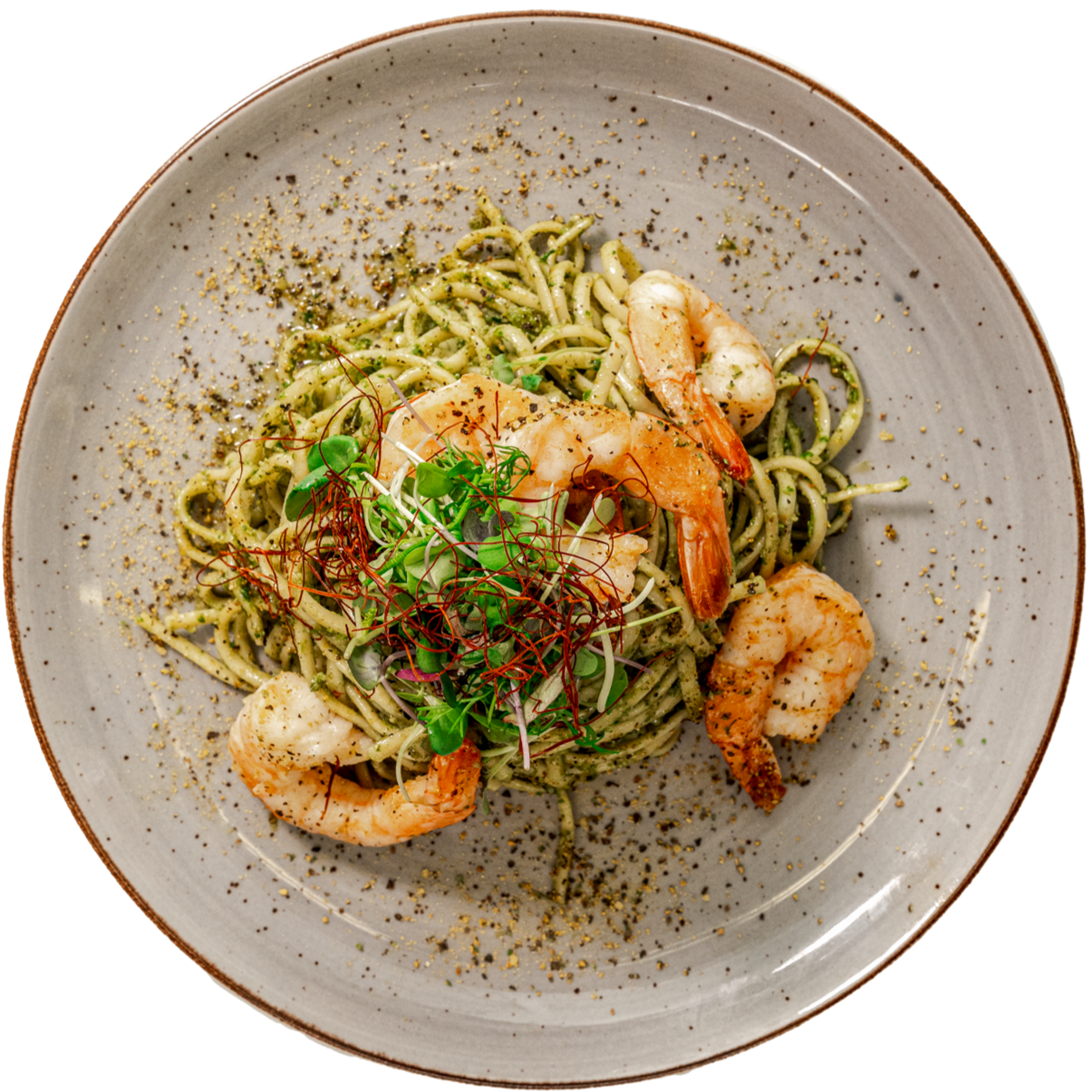 Gourmet - Basil Pesto Linguine with Lemon Pepper Shrimp