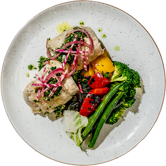 Vegan - Vegan Mushroom Enchiladda w/ Chimichurri and Pickled Red Onions