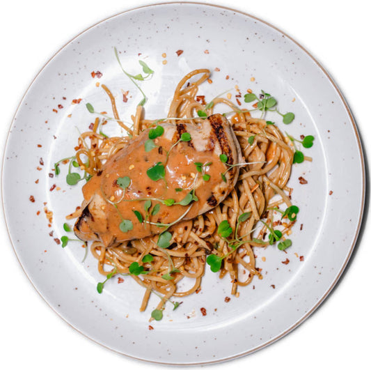 Gourmet XL - Creamy Roasted Red Pepper Spaghetti with Grilled Chicken
