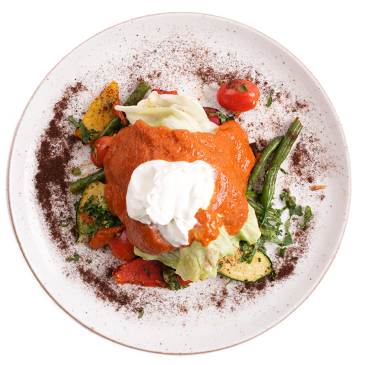 Keto - Pulled Chicken Savoy Wrapped Enchiladas w/ Guajillo Sauce and Sour Cream