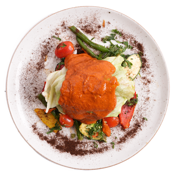 Paleo - Pulled Chicken Savoy Wrapped Enchiladas w/ Guajillo Sauce