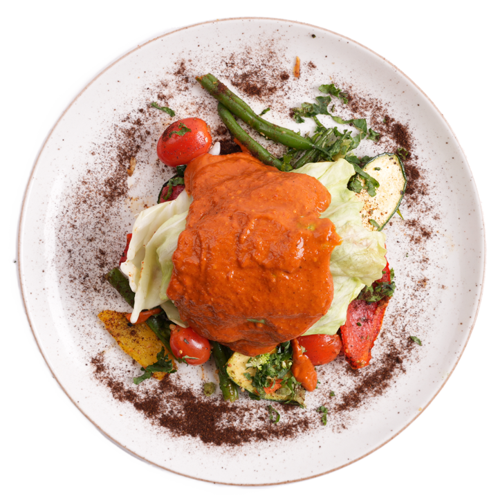 Weight Loss - Pulled Chicken Savoy Wrapped Enchiladas w/ Guajillo Sauce