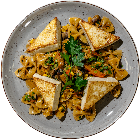 Vegan - Creamy Cajun Farfalle with Roasted Tofu