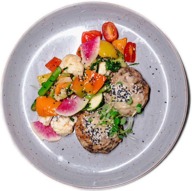 Keto - Turkey Tsukune Japanese Meatballs with Black & White Sesame Seeds