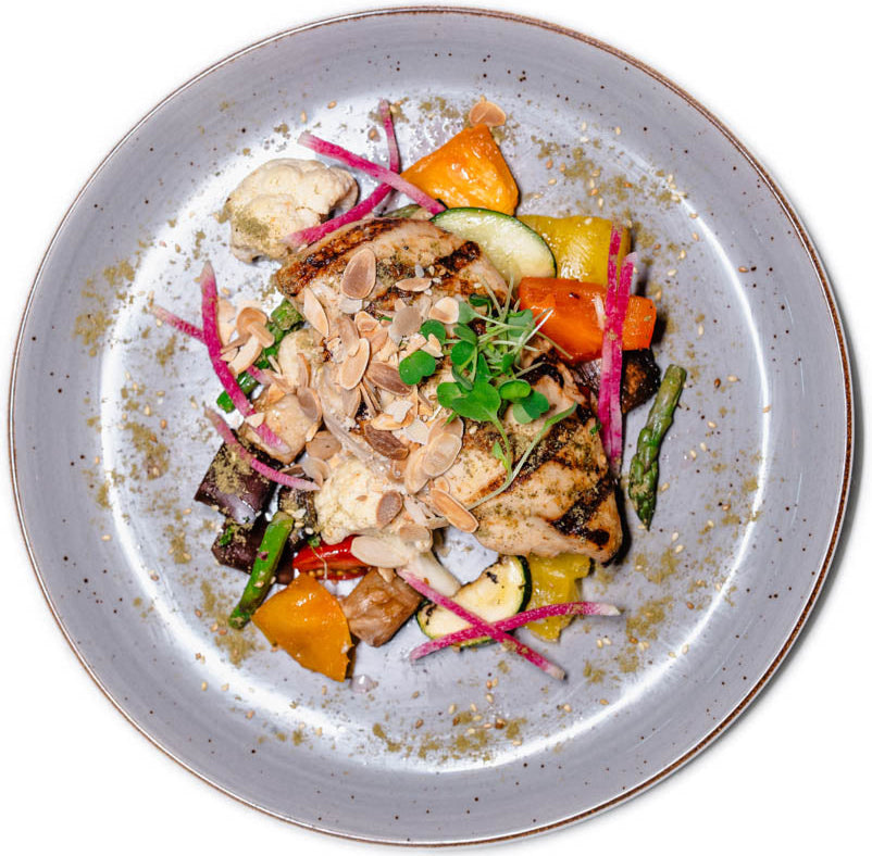 Keto - Marinated Grilled Chicken with Za'atar Sauce / Lemon Yogurt with Almonds