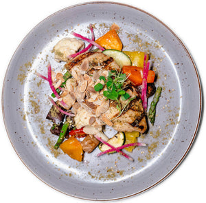Keto - Marinated Grilled Chicken with Za'atar Sauce / Lemon Yogurt with Almonds