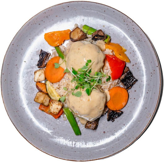 Vegan - Creamy Broccoli Meatballs with Vegan Gravy