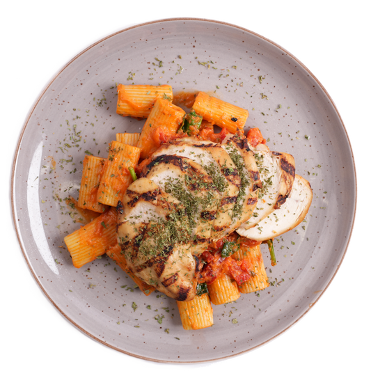 Family Meal - Creamy Spicy Rigatoni with Grilled Chicken Breast